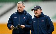 1 May 2022; Louth manager Mickey Harte, right, and selector Gavin Devlin before the Leinster GAA Football Senior Championship Quarter-Final match between Kildare and Louth at O'Connor Park in Tullamore, Offaly. Photo by Seb Daly/Sportsfile