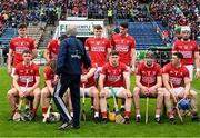1 May 2022; Cork manager Kieran Kingston speaks to members of the cork team as they assemble for the traditional pre match photograph before the Munster GAA Hurling Senior Championship Round 3 match between Cork and Clare at FBD Semple Stadium in Thurles, Tipperary. Photo by Ray McManus/Sportsfile