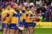 1 May 2022; The Clare players stand as the National Anthem is played before the Munster GAA Hurling Senior Championship Round 3 match between Cork and Clare at FBD Semple Stadium in Thurles, Tipperary. Photo by Ray McManus/Sportsfile