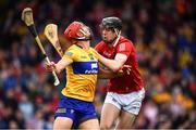 1 May 2022; Peter Duggan of Clare and Robert Downey of Cork during the Munster GAA Hurling Senior Championship Round 3 match between Cork and Clare at FBD Semple Stadium in Thurles, Tipperary. Photo by Ray McManus/Sportsfile