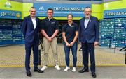 4 May 2022; Joe Canning and Cora Staunton with Bord Gáis Energy Director of Energy, Marketing and Data Colin Bebbington, left, and Uachtarán Chumann Lúthchleas Gael Larry McCarthy at the launch of the Bord Gáis Energy GAA Legends Tour series at Croke Park. Following two years of virtual tours, fans will once again join their heroes for in-person tours of Croke Park as they give fascinating insights into their careers. The tours, which start on Saturday 28 May, will feature both Joe and Cora as well as a host of legends from across the GAA world. Bord Gáis Energy customers will get the exclusive opportunity to attend all tours throughout the summer. The full schedule and details of how to book your place on a tour can be viewed at crokepark.ie/legends Photo by Brendan Moran/Sportsfile