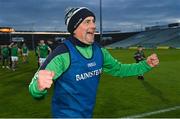 4 May 2022; Limerick manager Diarmuid Mullins celebrates after his side's victory in the oneills.com Munster GAA Hurling U20 Championship Final match between Limerick and Tipperary at TUS Gaelic Grounds in Limerick. Photo by Seb Daly/Sportsfile