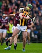 1 May 2022; Eoin Cody of Kilkenny in action against Gearoid McInerney of Galway during the Leinster GAA Hurling Senior Championship Round 3 match between Galway and Kilkenny at Pearse Stadium in Galway. Photo by Brendan Moran/Sportsfile