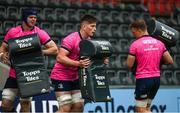 6 May 2022; Joe McCarthy, centre, during the Leinster Rugby captain's run at Mattoli Woods Welford Road in Leicester, England. Photo by Harry Murphy/Sportsfile