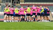 6 May 2022; Leinster players huddle during the Leinster Rugby captain's run at Mattoli Woods Welford Road in Leicester, England. Photo by Harry Murphy/Sportsfile