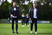 6 May 2022; Brian Gartland, right, and Mark Connolly of Dundalk before the SSE Airtricity League Premier Division match between UCD and Dundalk at UCD Bowl in Belfield, Dublin. Photo by Ben McShane/Sportsfile