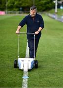 6 May 2022; UCD groundsman Ollie Ennis lines the pitch before the SSE Airtricity League Premier Division match between UCD and Dundalk at UCD Bowl in Belfield, Dublin. Photo by Ben McShane/Sportsfile