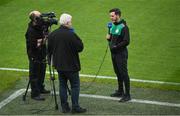 6 May 2022; Shamrock Rovers manager Stephen Bradley is interviewed by LOITV before the SSE Airtricity League Premier Division match between Shamrock Rovers and Finn Harps at Tallaght Stadium in Dublin. Photo by Seb Daly/Sportsfile