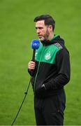 6 May 2022; Shamrock Rovers manager Stephen Bradley is interviewed by LOITV before the SSE Airtricity League Premier Division match between Shamrock Rovers and Finn Harps at Tallaght Stadium in Dublin. Photo by Seb Daly/Sportsfile