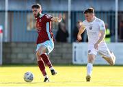 6 May 2022; Conor Drinan of Cobh Ramblers in action against Edward McCarthy of Galway United during the SSE Airtricity League First Division match between Cobh Ramblers and Galway United FC at St Colman's Park in Cobh, Cork. Photo by Michael P Ryan/Sportsfile