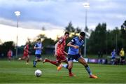 6 May 2022; Evan Osam of UCD in action against Daniel Kelly of Dundalk during the SSE Airtricity League Premier Division match between UCD and Dundalk at UCD Bowl in Belfield, Dublin. Photo by Ben McShane/Sportsfile