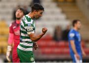 6 May 2022; Danny Mandroiu of Shamrock Rovers celebrates after scoring his side's second goal during the SSE Airtricity League Premier Division match between Shamrock Rovers and Finn Harps at Tallaght Stadium in Dublin. Photo by Seb Daly/Sportsfile