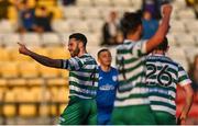 6 May 2022; Roberto Lopes of Shamrock Rovers celebrates after scoring his side's first goal during the SSE Airtricity League Premier Division match between Shamrock Rovers and Finn Harps at Tallaght Stadium in Dublin. Photo by Seb Daly/Sportsfile