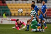 6 May 2022; Danny Mandroiu of Shamrock Rovers scores his side's second goal during the SSE Airtricity League Premier Division match between Shamrock Rovers and Finn Harps at Tallaght Stadium in Dublin. Photo by Seb Daly/Sportsfile