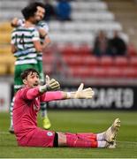 6 May 2022; Finn Harps goalkeeper Mark McGinley reacts after conceding a third goal during the SSE Airtricity League Premier Division match between Shamrock Rovers and Finn Harps at Tallaght Stadium in Dublin. Photo by Seb Daly/Sportsfile