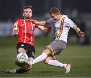 6 May 2022; Tyreke Wilson of Bohemians in action against Cameron Dummigan of Derry City during the SSE Airtricity League Premier Division match between Derry City and Bohemians at The Ryan McBride Brandywell Stadium in Derry. Photo by Stephen McCarthy/Sportsfile