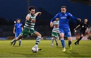 6 May 2022; Richie Towell of Shamrock Rovers in action against Ryan Rainey of Finn Harps during the SSE Airtricity League Premier Division match between Shamrock Rovers and Finn Harps at Tallaght Stadium in Dublin. Photo by Seb Daly/Sportsfile