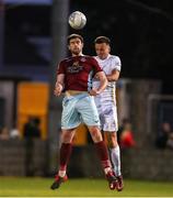 6 May 2022; Jake Hegarty of Cobh Ramblers in action against Charlie Lyons of Galway United during the SSE Airtricity League First Division match between Cobh Ramblers and Galway United FC at St Colman's Park in Cobh, Cork. Photo by Michael P Ryan/Sportsfile