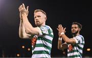 6 May 2022; Sean Hoare, left, and Barry Cotter of Shamrock Rovers after their side's victory in the SSE Airtricity League Premier Division match between Shamrock Rovers and Finn Harps at Tallaght Stadium in Dublin. Photo by Seb Daly/Sportsfile