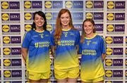 6 May 2022; The 2022 Teams of the Lidl Ladies National Football League awards were presented at Croke Park on Friday, May 6. The best players from the four divisions in the Lidl National Football Leagues were selected by the LGFA’s All Star committee. Donegal players, from left, Nicole McLaughlin, Evelyn McGinley and Niamh McLaughlin. Photo by Ramsey Cardy/Sportsfile