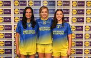 6 May 2022; The 2022 Teams of the Lidl Ladies National Football League awards were presented at Croke Park on Friday, May 6. The best players from the four divisions in the Lidl National Football Leagues were selected by the LGFA’s All Star committee. Kildare players, from left, Grace Clifford, Neasa Dooley and Laoise Lenehan. Photo by Ramsey Cardy/Sportsfile