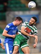 6 May 2022; Roberto Lopes of Shamrock Rovers in action against Conor Tourish of Finn Harps during the SSE Airtricity League Premier Division match between Shamrock Rovers and Finn Harps at Tallaght Stadium in Dublin. Photo by Seb Daly/Sportsfile