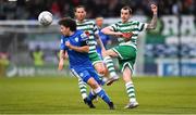 6 May 2022; Sean Kavanagh of Shamrock Rovers in action against Barry McNamee of Finn Harps during the SSE Airtricity League Premier Division match between Shamrock Rovers and Finn Harps at Tallaght Stadium in Dublin. Photo by Seb Daly/Sportsfile