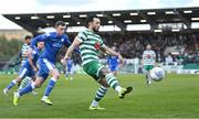 6 May 2022; Richie Towell of Shamrock Rovers in action against Ryan Rainey of Finn Harps during the SSE Airtricity League Premier Division match between Shamrock Rovers and Finn Harps at Tallaght Stadium in Dublin. Photo by Seb Daly/Sportsfile