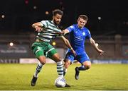 6 May 2022; Barry Cotter of Shamrock Rovers in action against Regan Donelon of Finn Harps during the SSE Airtricity League Premier Division match between Shamrock Rovers and Finn Harps at Tallaght Stadium in Dublin. Photo by Seb Daly/Sportsfile