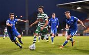 6 May 2022; Danny Mandroiu of Shamrock Rovers in action against Regan Donelon, left, and Rob Slevin of Finn Harps during the SSE Airtricity League Premier Division match between Shamrock Rovers and Finn Harps at Tallaght Stadium in Dublin. Photo by Seb Daly/Sportsfile