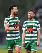 6 May 2022; Richie Towell, left, and Jack Byrne of Shamrock Rovers during the SSE Airtricity League Premier Division match between Shamrock Rovers and Finn Harps at Tallaght Stadium in Dublin. Photo by Seb Daly/Sportsfile