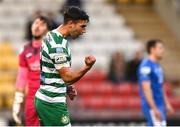 6 May 2022; Danny Mandroiu of Shamrock Rovers celebrates after scoring his side's second goal during the SSE Airtricity League Premier Division match between Shamrock Rovers and Finn Harps at Tallaght Stadium in Dublin. Photo by Seb Daly/Sportsfile