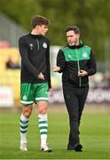 6 May 2022; Shamrock Rovers manager Stephen Bradley, right, and Sean Gannon before the SSE Airtricity League Premier Division match between Shamrock Rovers and Finn Harps at Tallaght Stadium in Dublin. Photo by Seb Daly/Sportsfile