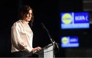 6 May 2022; The 2022 Teams of the Lidl Ladies National Football League awards were presented at Croke Park on Friday, May 6. The best players from the four divisions in the Lidl National Football Leagues were selected by the LGFA’s All Star committee. MC Michelle Ryan Photo by Ramsey Cardy/Sportsfile