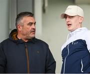 6 May 2022; Former Derry City player Ronan Curtis and Gavin Doherty, left, before the SSE Airtricity League Premier Division match between Derry City and Bohemians at The Ryan McBride Brandywell Stadium in Derry. Photo by Stephen McCarthy/Sportsfile