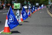 7 May 2022; Leinster flags are seen lining the street before the Heineken Champions Cup Quarter-Final match between Leicester Tigers and Leinster at Mattoli Woods Welford Road Stadium in Leicester, England. Photo by Harry Murphy/Sportsfile
