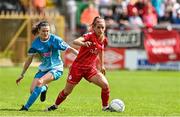 7 May 2022; Chloe Mustaki of Shelbourne in action against Jetta Berrill of Peamount United during the SSE Airtricity Women's National League match between Shelbourne and Peamount United at Tolka Park in Dublin. Photo by Sam Barnes/Sportsfile