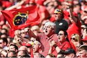 7 May 2022; Munster supporters during the Heineken Champions Cup Quarter-Final match between Munster and Toulouse at Aviva Stadium in Dublin. Photo by Ramsey Cardy/Sportsfile