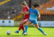 7 May 2022; Saoirse Noonan of Shelbourne in action against Teegan Ruddy of Peamount United during the SSE Airtricity Women's National League match between Shelbourne and Peamount United at Tolka Park in Dublin. Photo by Sam Barnes/Sportsfile