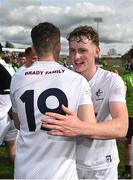 7 May 2022; James McGrath, right, and Tom Martin of Kildare after their side's victory in the EirGrid GAA Football All-Ireland U20 Championship Semi-Final match between Sligo and Kildare at Kingspan Breffni in Cavan. Photo by Seb Daly/Sportsfile
