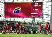 7 May 2022; Munster players after the 'place kick competition' to decide the winner of the Heineken Champions Cup Quarter-Final match between Munster and Toulouse at Aviva Stadium in Dublin. Photo by Brendan Moran/Sportsfile