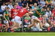 7 May 2022; Tony Brosnan of Kerry in action against Maurice Shanley of Cork during the Munster GAA Football Senior Championship Semi-Final match between Cork and Kerry at Páirc Ui Rinn in Cork. Photo by Stephen McCarthy/Sportsfile
