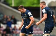 7 May 2022; Garry Ringrose, left, and Ross Molony of Leinster celebrate the awarding of a penalty during the Heineken Champions Cup Quarter-Final match between Leicester Tigers and Leinster at Mattoli Woods Welford Road Stadium in Leicester, England. Photo by Harry Murphy/Sportsfile