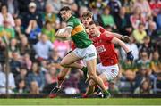 7 May 2022; Tony Brosnan of Kerry in action against Maurice Shanley, right, and Ian Maguire of Cork during the Munster GAA Football Senior Championship Semi-Final match between Cork and Kerry at Páirc Ui Rinn in Cork. Photo by Stephen McCarthy/Sportsfile