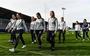 7 May 2022; Meath players walk the pitch before the TG4 Leinster Senior Ladies Football Championship Round 2 match between Dublin and Meath at Parnell Park in Dublin. Photo by Sam Barnes/Sportsfile
