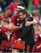 7 May 2022; Munster head coach Johann van Graan, right, and Jean Kleyn after the Heineken Champions Cup Quarter-Final match between Munster and Toulouse at Aviva Stadium in Dublin. Photo by Brendan Moran/Sportsfile