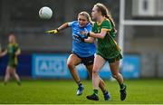 7 May 2022; Stacey Grimes of Meath in action against Ellen Gribben of Dublin during the TG4 Leinster Senior Ladies Football Championship Round 2 match between Dublin and Meath at Parnell Park in Dublin. Photo by Sam Barnes/Sportsfile