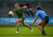 7 May 2022; Aoibhín Cleary of Meath in action against Leah Caffrey of Dublin during the TG4 Leinster Senior Ladies Football Championship Round 2 match between Dublin and Meath at Parnell Park in Dublin. Photo by Sam Barnes/Sportsfile