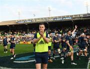 7 May 2022; Jonathan Sexton of Leinster after his side's victory in the Heineken Champions Cup Quarter-Final match between Leicester Tigers and Leinster at Mattoli Woods Welford Road Stadium in Leicester, England. Photo by Harry Murphy/Sportsfile