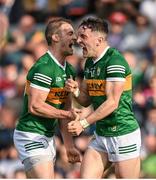 7 May 2022; Paudie Clifford of Kerry celebrates a second half point with team-mate Stephen O’Brien, left, during the Munster GAA Football Senior Championship Semi-Final match between Cork and Kerry at Páirc Ui Rinn in Cork. Photo by Stephen McCarthy/Sportsfile